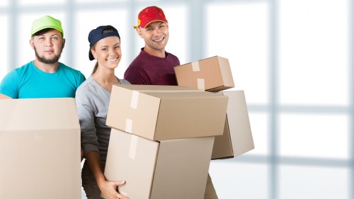 Secure packing of office items in a moving van