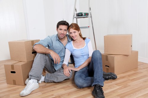 Eco-friendly moving van transporting business assets