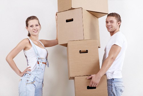 Moving van with house removalists transporting furniture