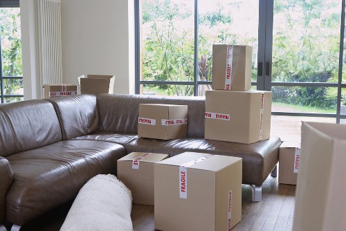 Organized moving process with labeled boxes.